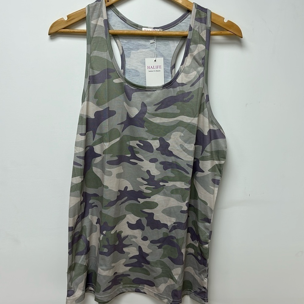 NWT HALIFE Women's Camo Performance Tank Top - Camo Athletic for Ladies XL